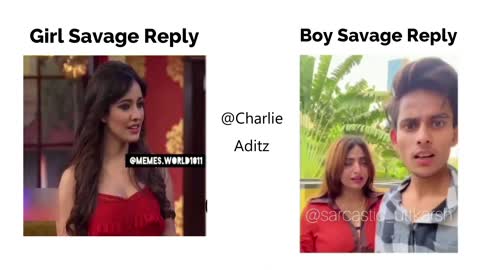 Girls Savage Reply Vs Boys Savage Reply #viralmemes #meme