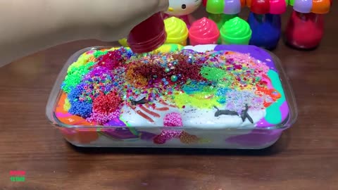 SATISFYING WITH CLAY PIPING BAG & FOAM SLIME and GLITTER|Mixing Random Things Into GLOSSY Slime