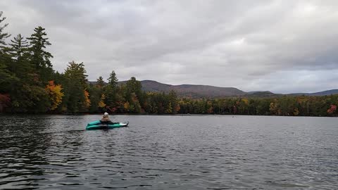 Loon singing while kayaking in New Hampshire mountains