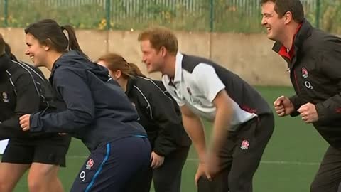 Prince Harry is a rugby trainer for the day