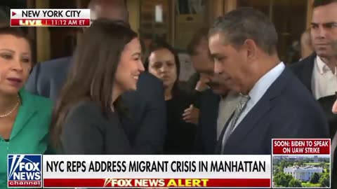 AOC gets shouted down by protestors at NYC event on illegal migrant crisis