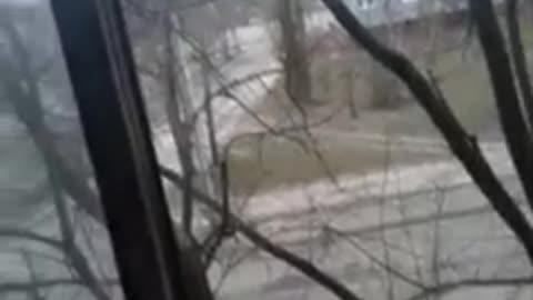 25.02.2022 Ukraine tank of ukrainian army is hiding near a residential building