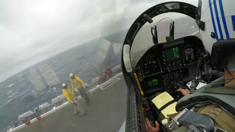 F 18 carrier landing in bad weather