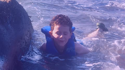 Swimming at polar bear beach