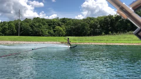 Water-Skier Gets Big Air on Massive Jump