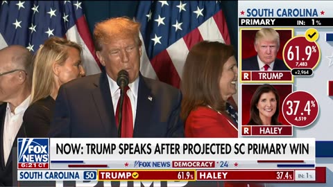 Trump delivers remarks to supporters after winning the South Carolina GOP primary