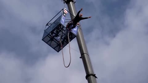 UK's Lib Dem leader bungee jumps into election week