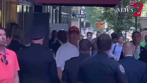 DJT greeted by supporters in NYC after a surprise visit to Trump Tower.