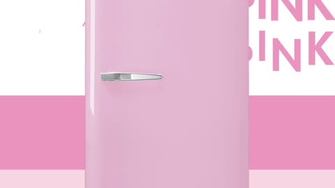 Elevate Your Kitchen: Pink SMEG Fridge & Products. Details below.