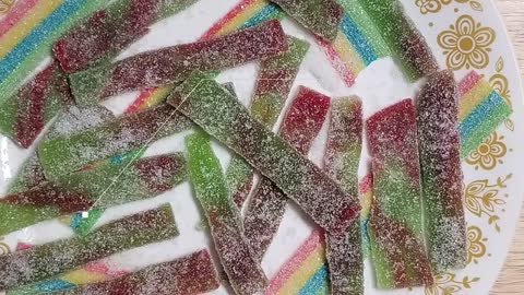 Sour Fruity Strips Candy- Sour Fruity Belts -Sour Gummy Strips Recipe by Passion Cooking