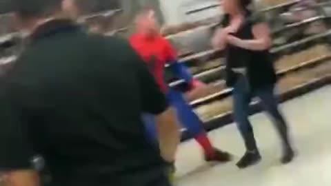 Spiderman going nuts in my local Asda Store in London.