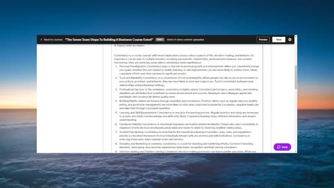 "The Seven Team Steps To Building A Business Course" A
