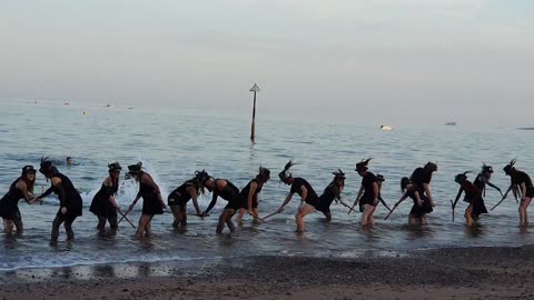 Beltane Border Morris dance Vixana just for fun in the sea, Teign Maritime Shanty Festival, 9 9 2023