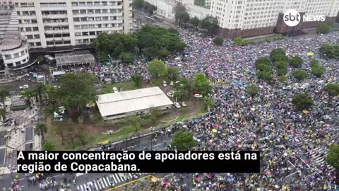 Manifestantes aliados a Bolsonaro vão às ruas no Rio de Janeiro