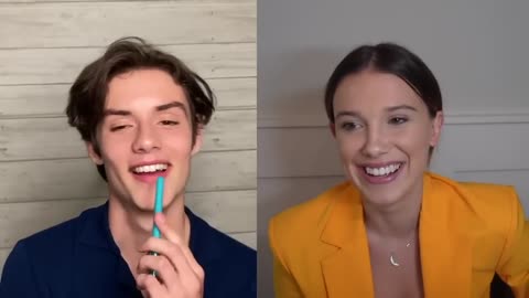 millie bobby brown and louis partridge being cute for 5 minutes straight