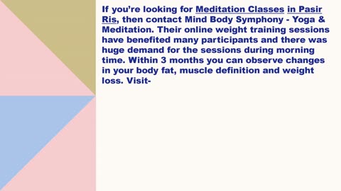 Best Meditation Classes in Pasir Ris