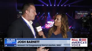 April Moss talks with Josh Barnett at Turning Point Action Unite & Win Rally