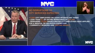 De Blasio States 9,000 Employees Not Working Due to Mandate