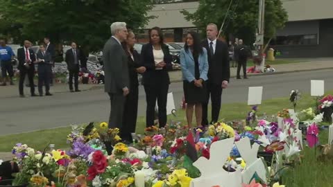 Attorney General Garland pays respect at the site of the Tops Supermarket shooting in Buffalo