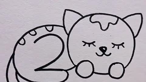 Learn to draw a cute cat with me