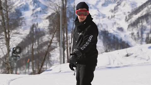 A Man Snowboarding