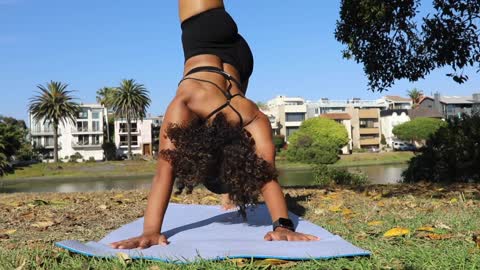 Yoga pose meditation by lady