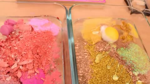 Pink vs gold makeup mixing slime ASMR