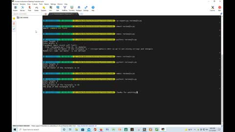 Perimeter and Area of a Rectangle using Python and Mobaxterm