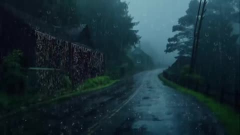 relaxing rain on desert road