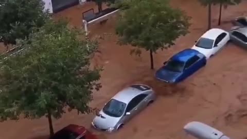 Heavy rains have caused flooding in Almendralejo Badajoz, Spain