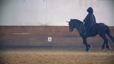 Slow Motion Sauron Galloping On Black Horse