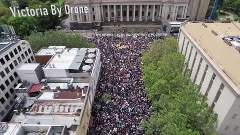 Melbourne, Australia: Drone footage of the protest today (November 13th 2021)