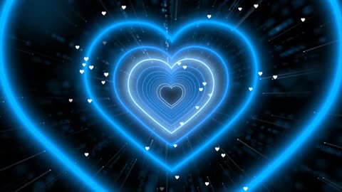 839. Animated Video💙Blue Heart Background Love Heart Tunnel Abstract Background Video Loop 4 Hours