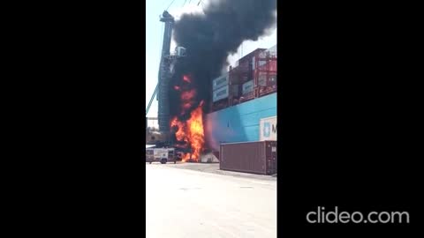 Mobile crane got fire