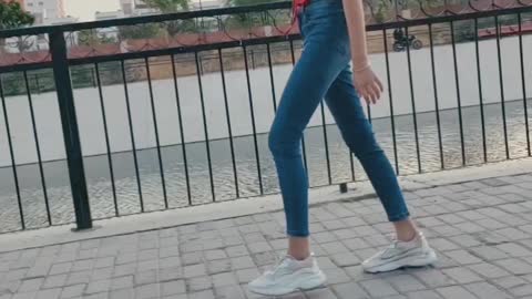 cute Girl walking slow motion video