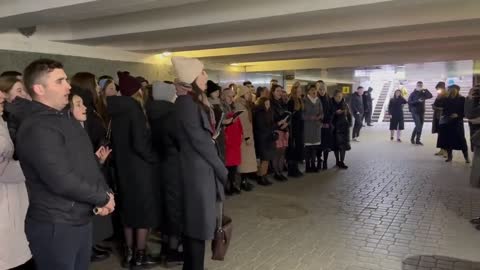 Christians Sing Praise to Jesus Christ While Sheltering Inside a Subway Station in Kiev, Ukraine