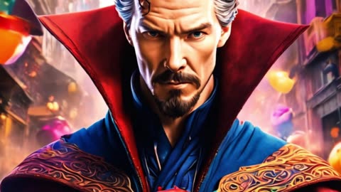 AI Generated Video of Doctor Strange standing in the Colourful Street ❤️ || follow @letmerap4u