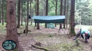 Setting up the dd hammocks 3x3 tarp in a woodland wildcamp