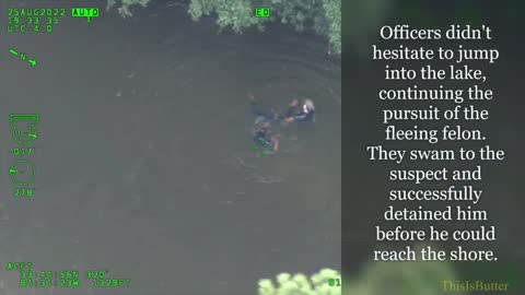 Air unit shows APD officer swim in Tatum Lake to arrest fleeing suspect