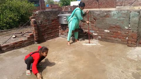 Simple village Desi life, raining water on top rooof