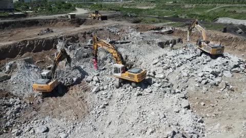 Ariel view of huge demolition