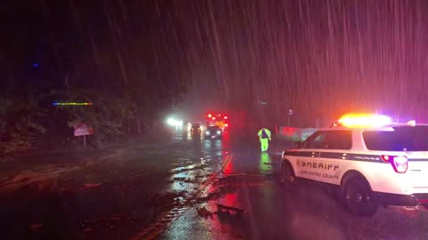 Torrential rain floods California highway