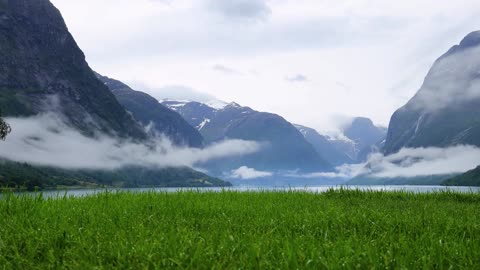 beautiful nature norway natural landscape lovatnet lake lodal valley