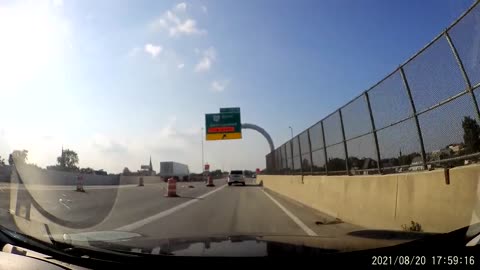 Car Barely Makes Their Exit