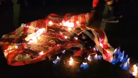 BLM Activists Burn the American Flag on the 2nd Anniversary of George Floyd.