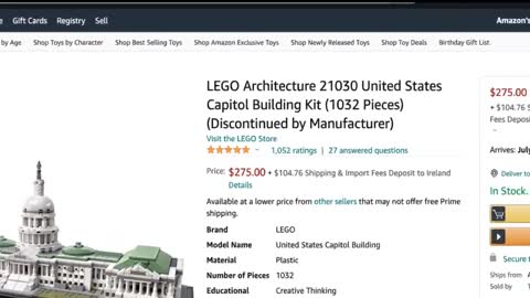 Capitol Building Legos, maybe I'll order the set. (comedy)