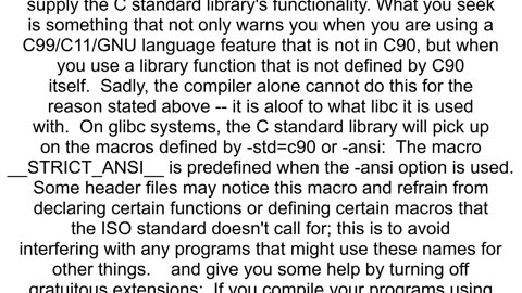 GCC options for strict C90 code