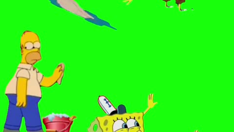 Homer and SpongeBob Cleaning Meme Template | Green Screen