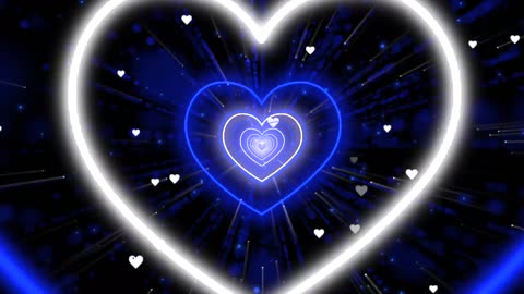 385. Neon Lights Love Heart 💙Blue Love Heart Tunnel Neon Heart