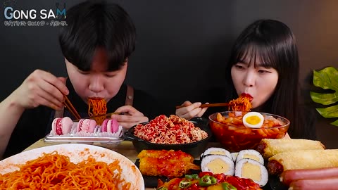 ASMR MUKBANG 편의점 핵불닭 미니__ 떡볶이 _ 핫도그 _ 치즈 피자 FIRE Noodle _ HOT DOG _ CHEESE PIZZA EATING SOUND_